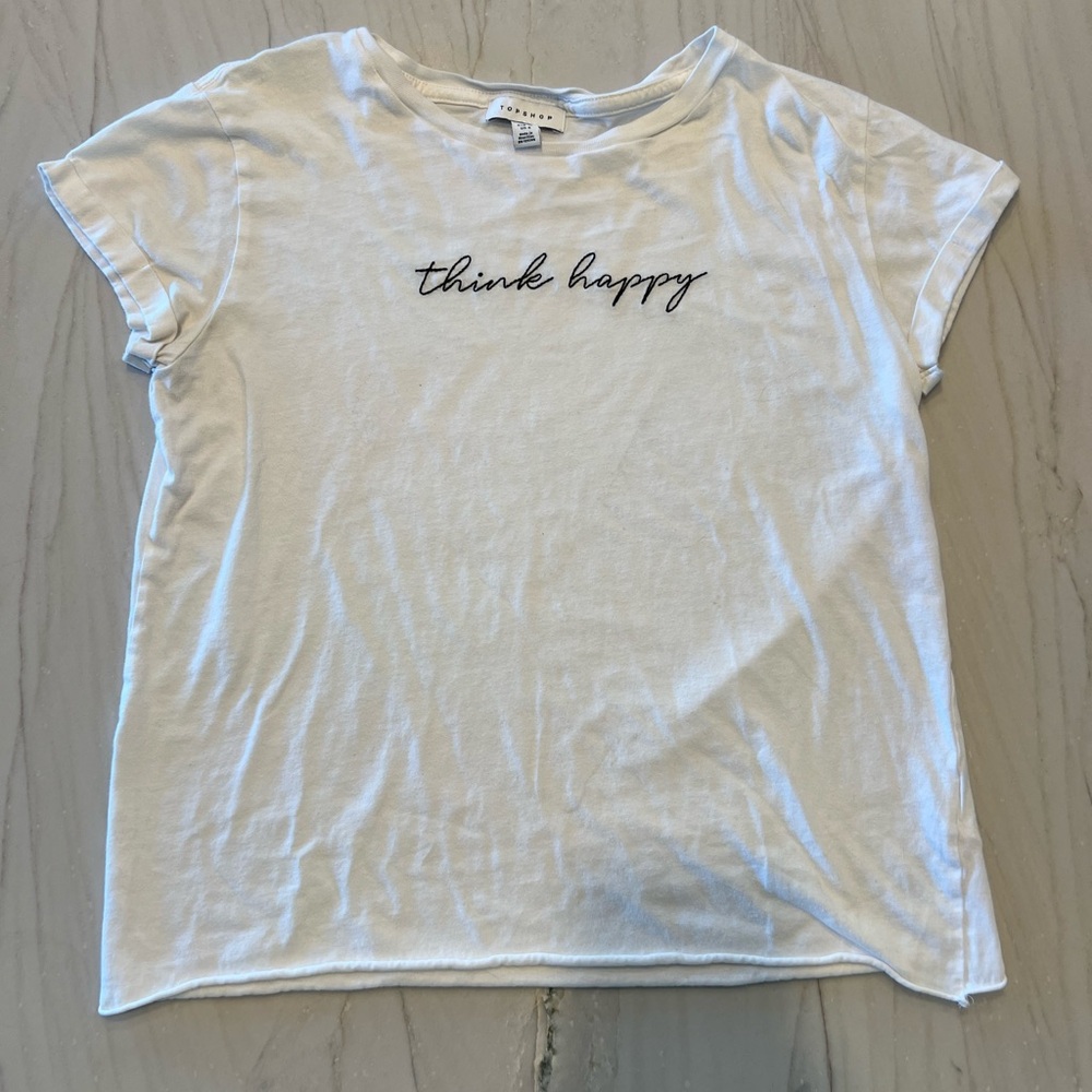 Topshop “Think Happy” White Tee